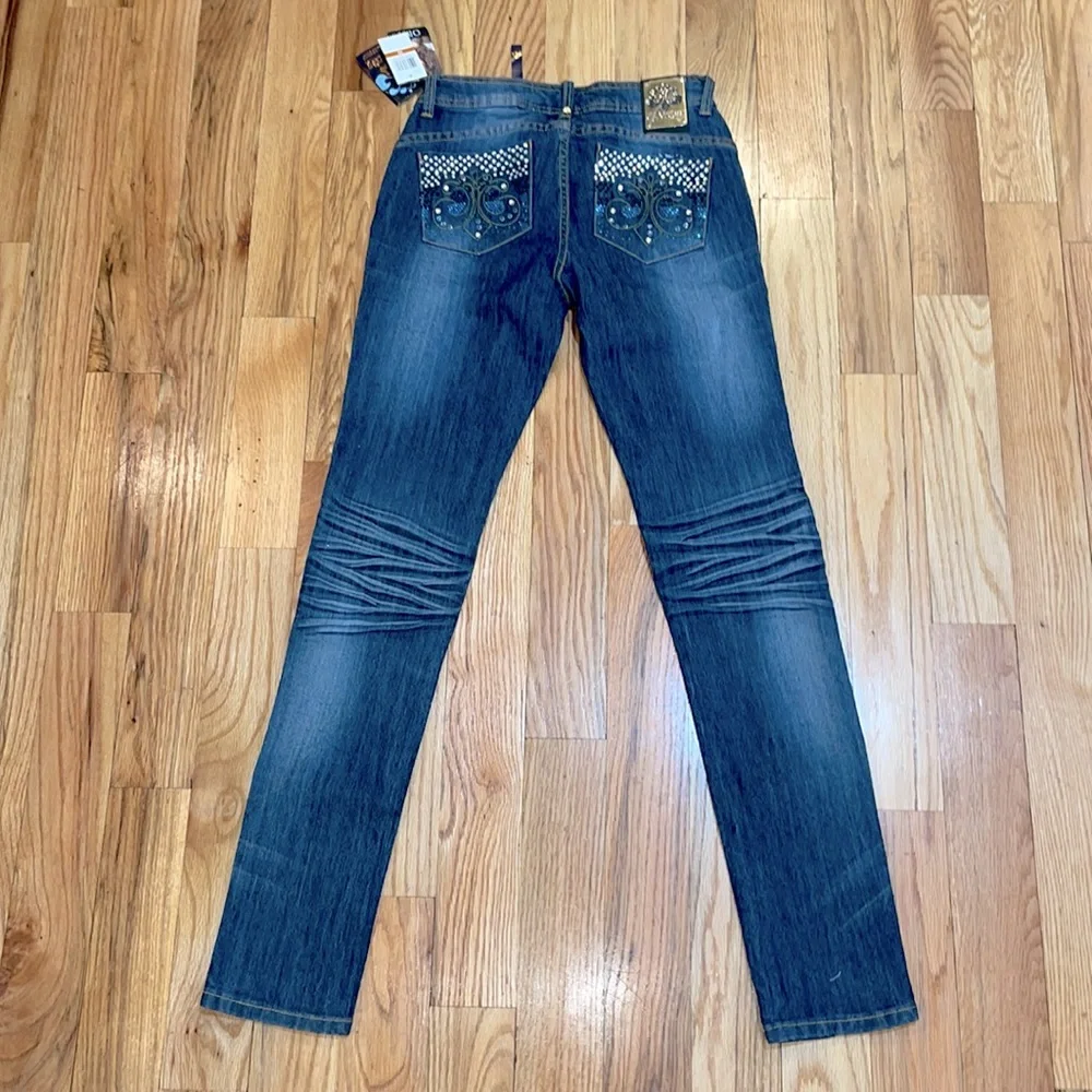 NEW Dereon Rhinestone Bling Stretch Denim Skinny Jeans 5/6